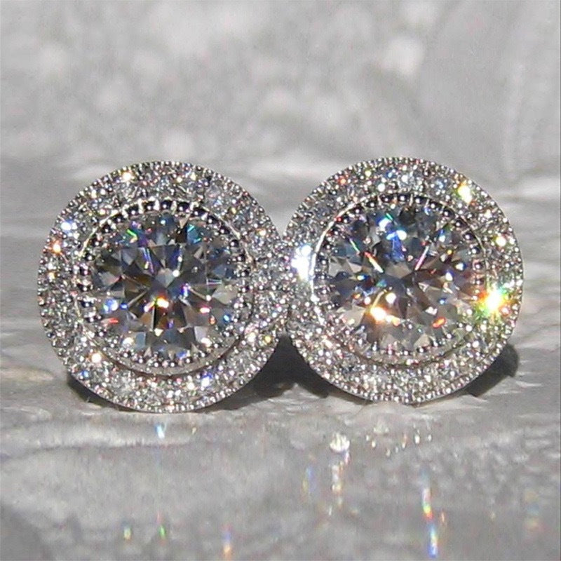 Moissanite Ear Studs Full Diamond