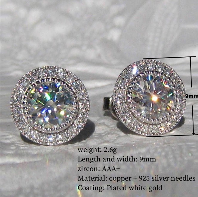 Moissanite Ear Studs Full Diamond