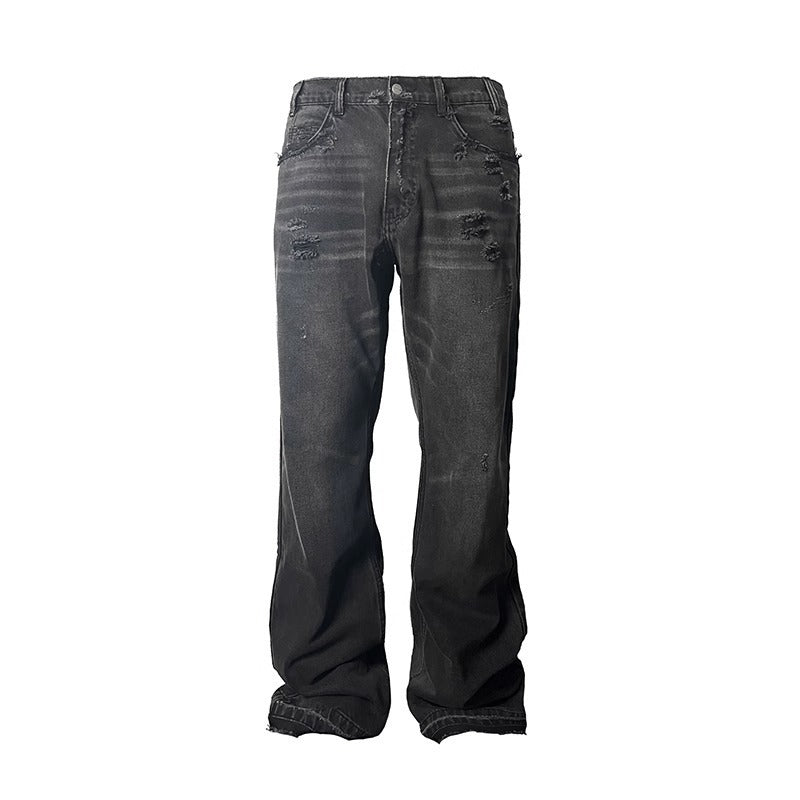 black unheemed jeans