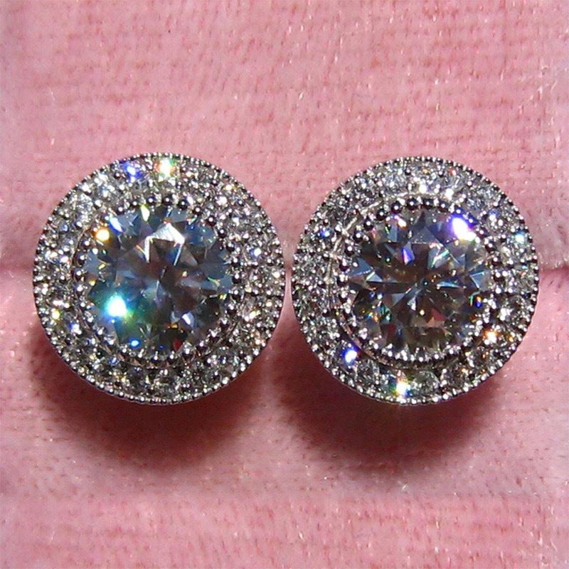 Moissanite Ear Studs Full Diamond