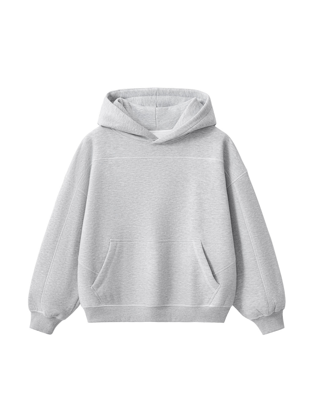 Contrast-Stitched Boxy Fleece Hoodie