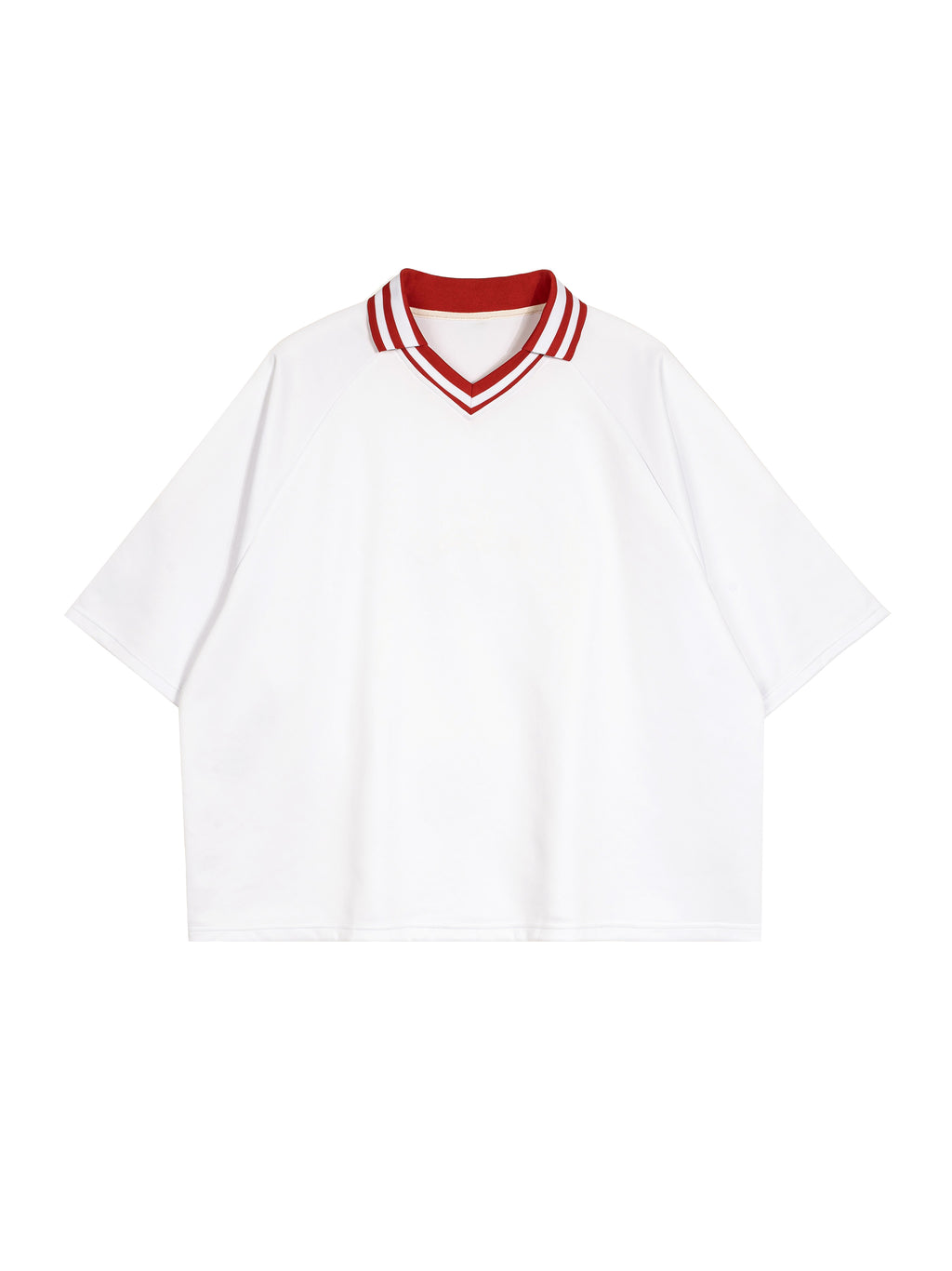 Contrast Lapel Collar Boxy T-Shirt