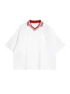 Contrast Lapel Collar Boxy T-Shirt