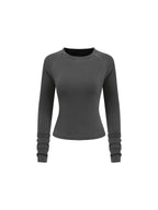 Dyed Washed Raglan Long Sleeve Slim T-Shirt