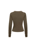 Dyed Washed Raglan Long Sleeve Slim T-Shirt