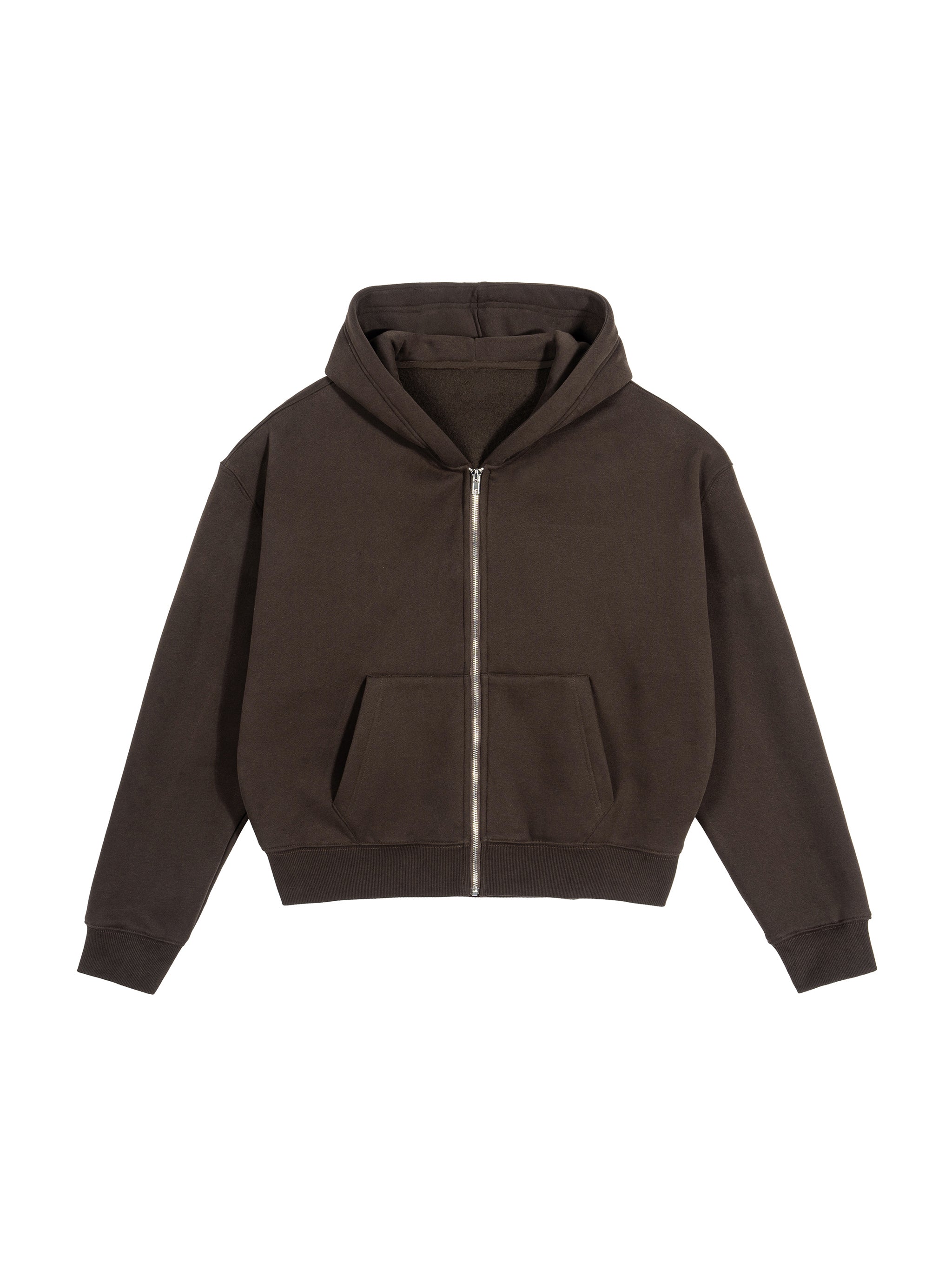 Fleece Zip-Up Boxy Hoodie