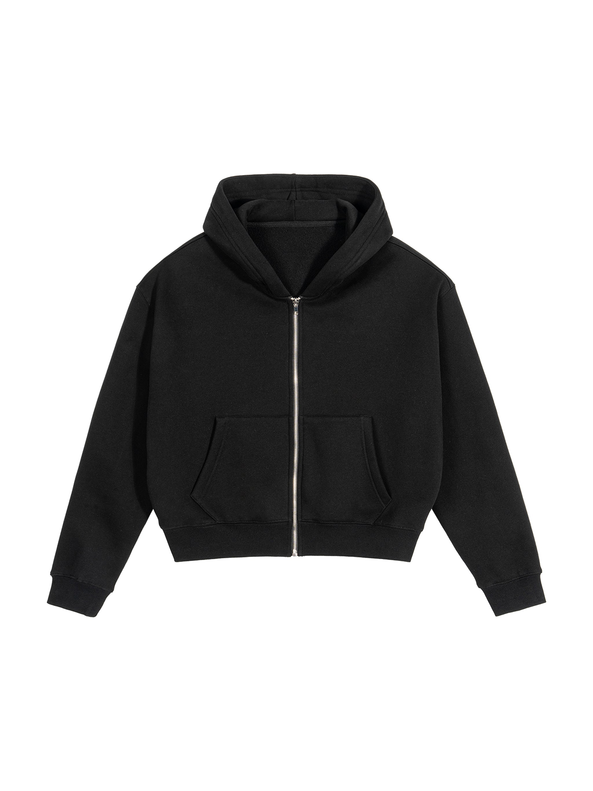 Fleece Zip-Up Boxy Hoodie