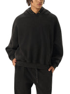 Frayed Enzyme Washed Fleece Hoodie