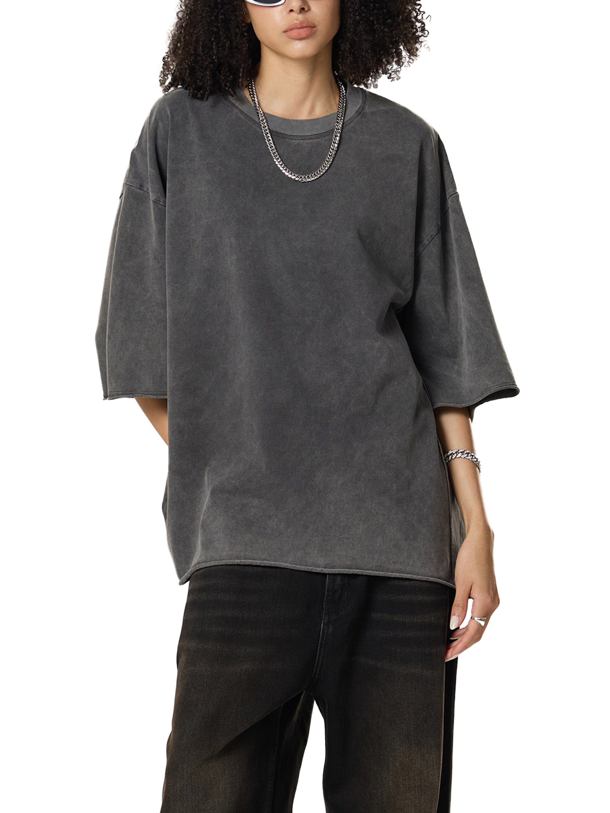 Raw Edge Snow Washed Boxy T-Shirt